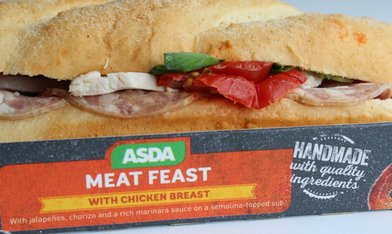 Asda Meat Feast Sub, closeup