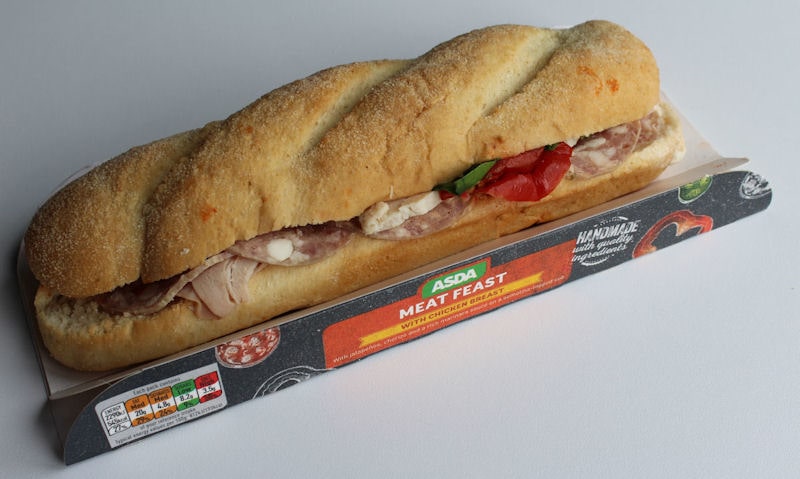 Asda Meat Feast Sub, cardboard tray