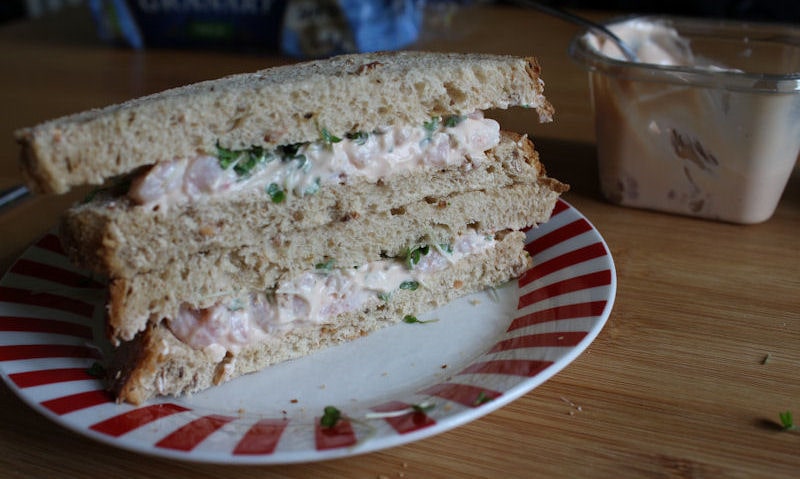 Tesco Prawn Cocktail Sandwich, stacked up