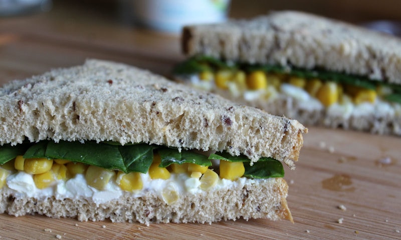 Cottage Cheese, Sweetcorn & Spinach Sandwich Recipe