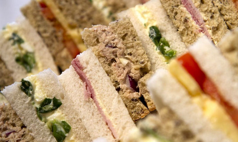 Colorful sandwich platter left out for party