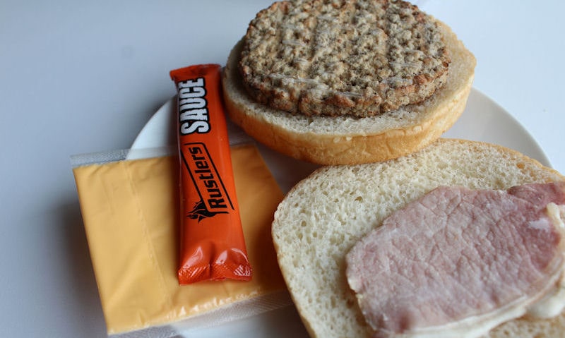 Rustlers burger kit out of pack