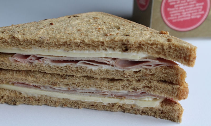 Tesco smoked ham and cheddar sandwich out of packet