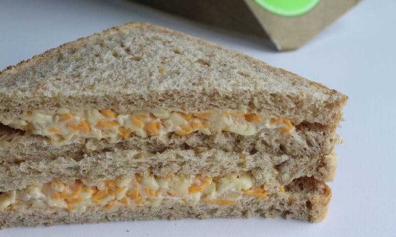 Tesco Cheese & Onion Sandwich, cut in half