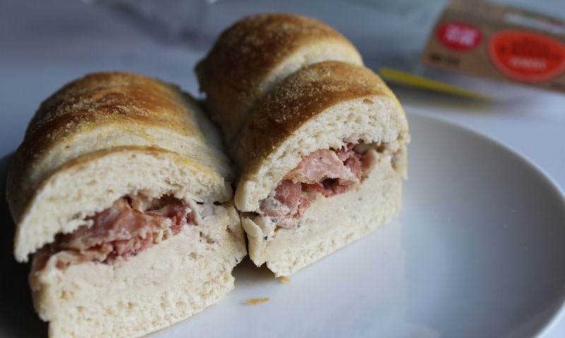 Cut in half Tesco chicken and bacon sub