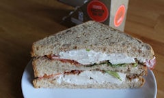 Tesco Chicken Salad Sandwich, sandwich on display