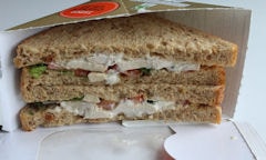 Tesco Chicken Salad Sandwich, side view sandwich