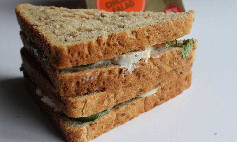 Tesco Chicken Salad Sandwich, salad spilling over