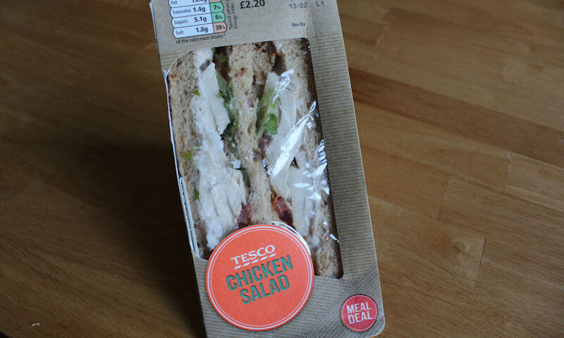 Tesco Chicken Salad Sandwich, wide shot