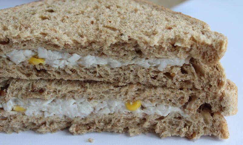 Tesco Chicken & Sweetcorn Sandwich, single corn seen