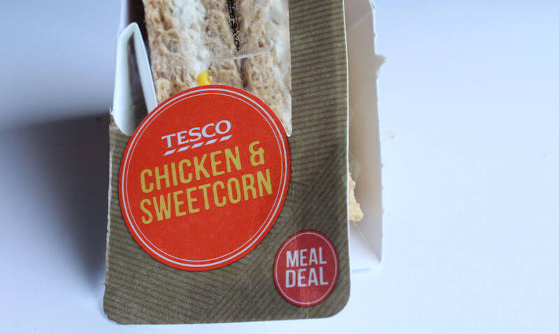 Tesco Chicken & Sweetcorn Sandwich, opened package