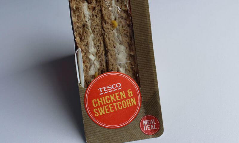 Tesco Chicken & Sweetcorn Sandwich, packaging