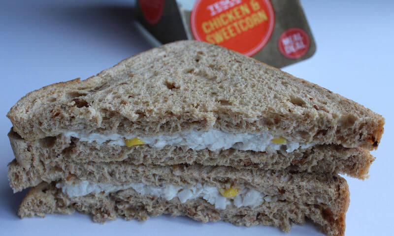 Tesco Chicken & Sweetcorn Sandwich, piled up sandwiches