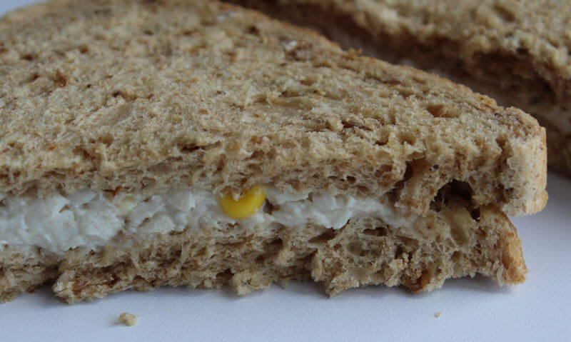 Tesco Chicken & Sweetcorn Sandwich, sandwich slice