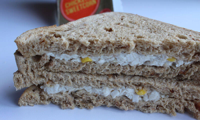 Tesco Chicken & Sweetcorn Sandwich, two slices