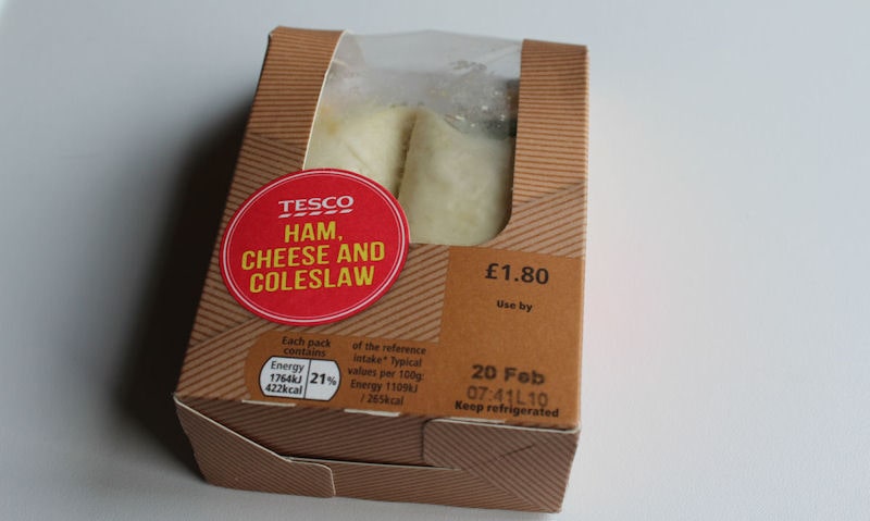 Tesco Ham, Cheese & Coleslaw packaging