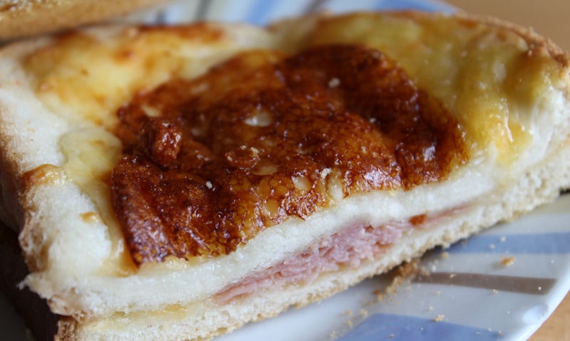 Close up shot of Tesco cheese and ham toastie