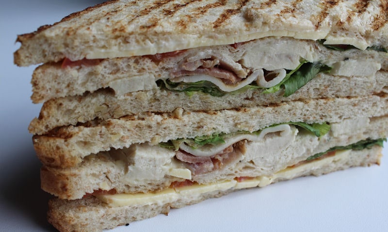 Close up view of club sandwich