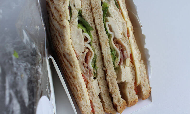 Tesco The Chicken Club Sandwich, opened up packaging