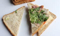 The Chicken Club Sandwich, lettuce on bread