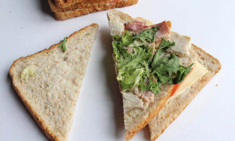 The Chicken Club Sandwich, lettuce on bread