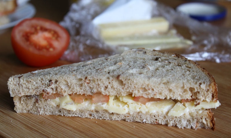 Tomato, cheese sandwich in a wholemeal bread